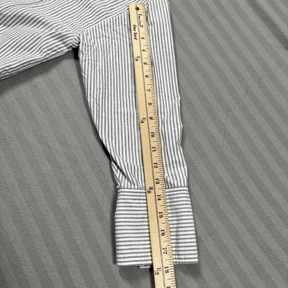 Everlane Shirt Mens Medium Gray Stripe Button Up Organic Cotton Long Sleeve - Picture 10 of 12